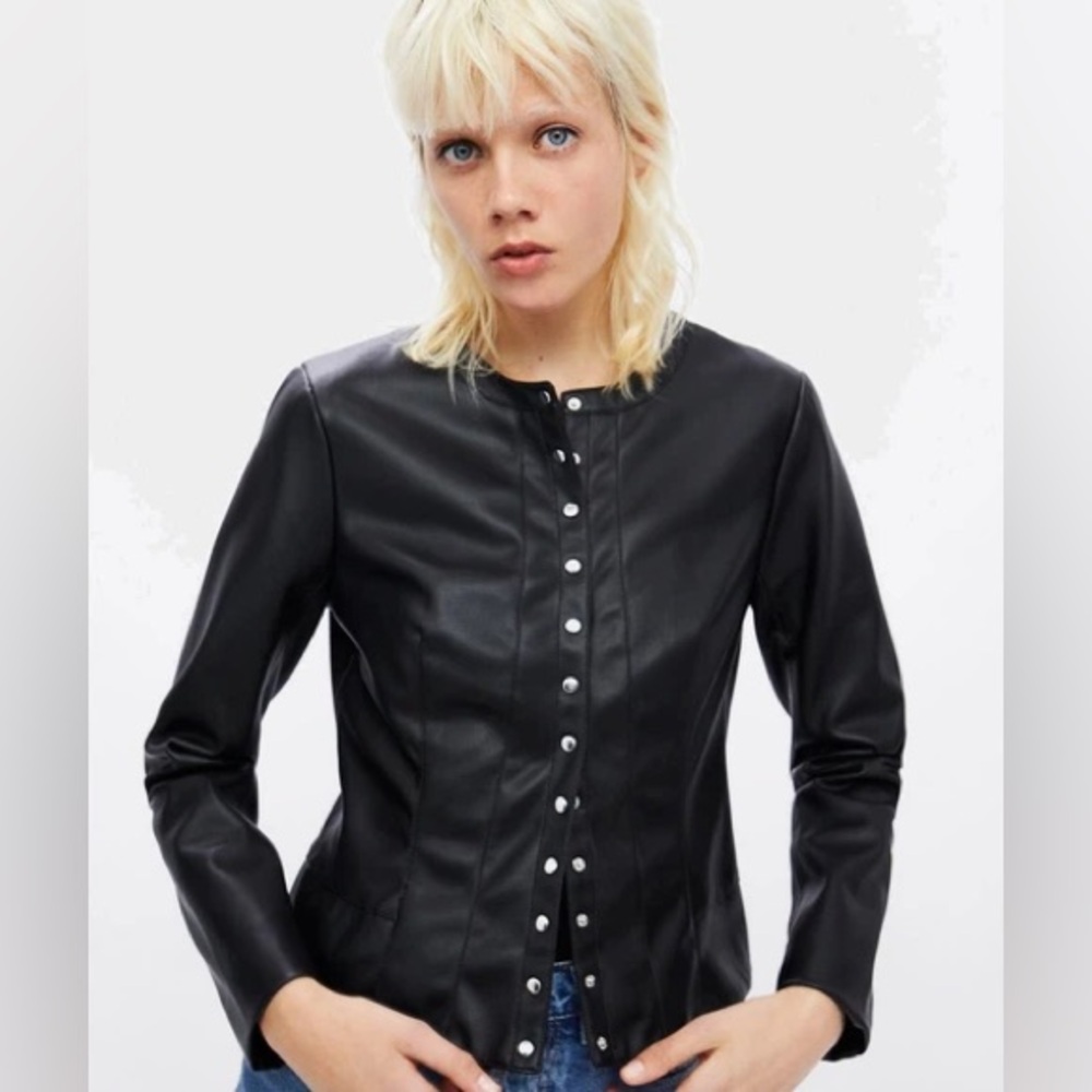 Zara Black Jacket with Metallic Buttons